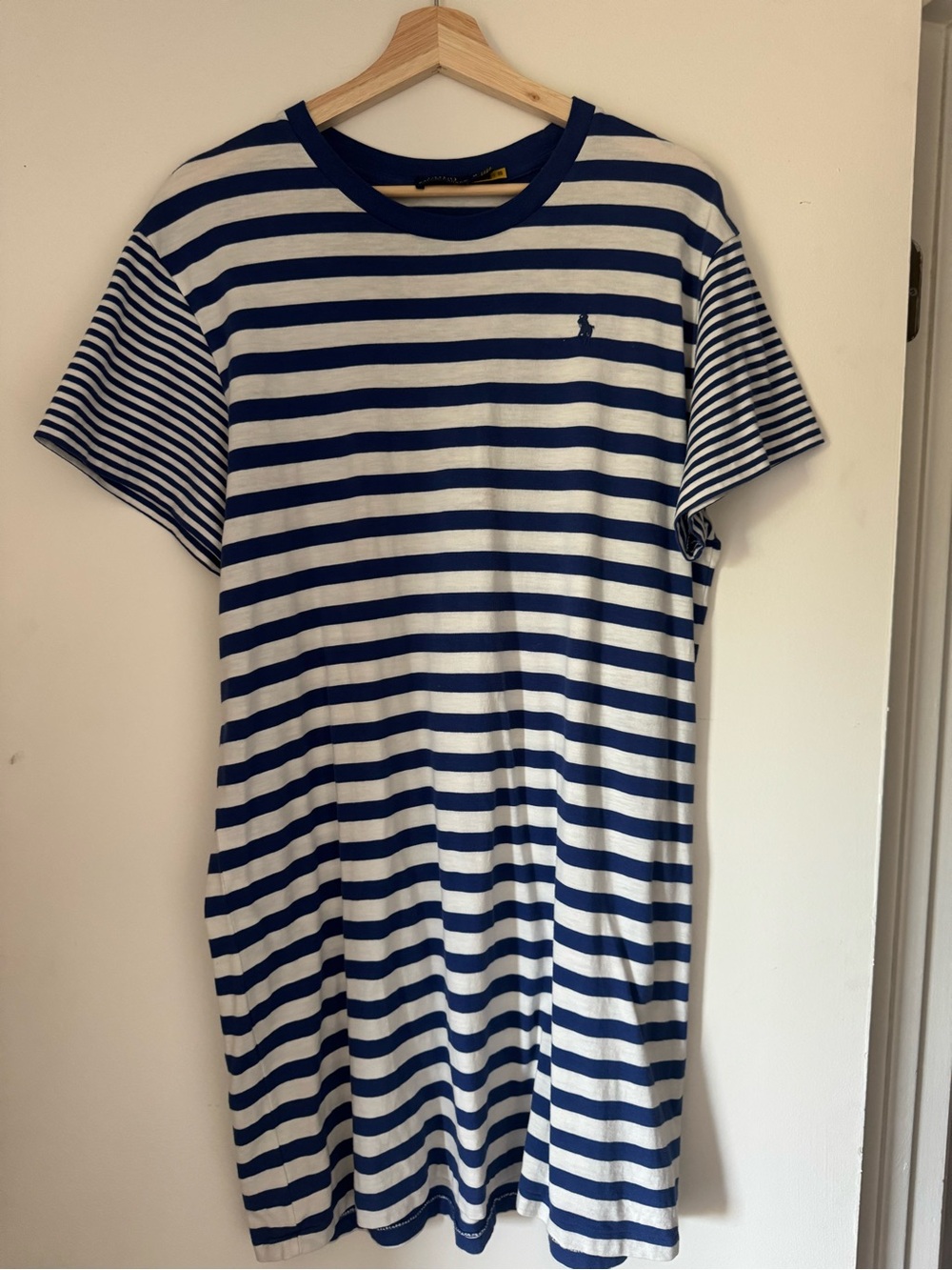 Ralph Lauren Navy and White Striped Polo Tee